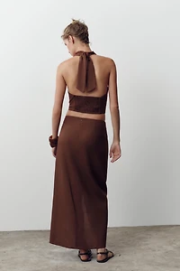 TOP HALTER AVEC LIN ET COQUILLAGES