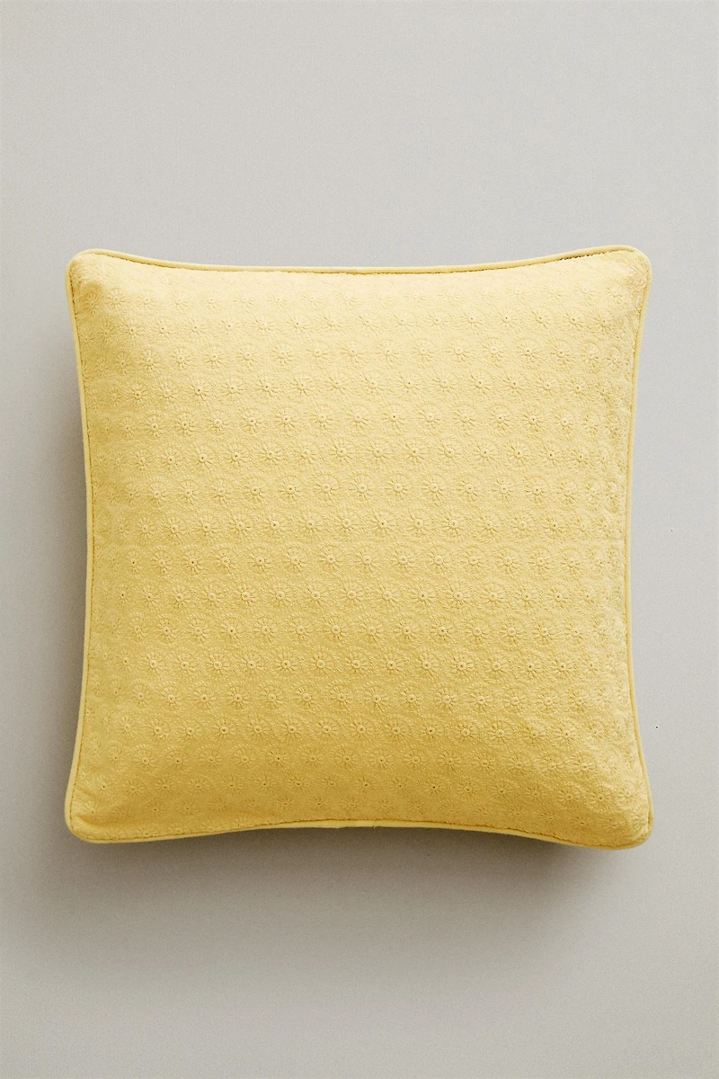 FLORAL EMBROIDERED THROW PILLOW COVER