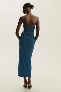 COMBINATION TULLE LONG DRESS