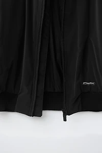 RUBBERIZED BOMBER JACKET WITH DETACHABLE HOOD