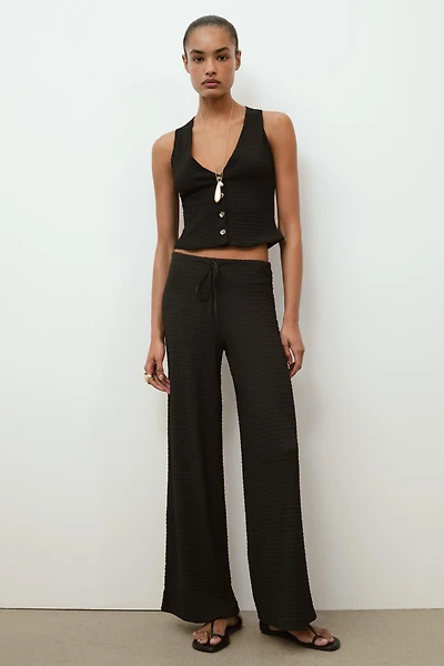 TEXTURED STRAIGHT LEG PANTS