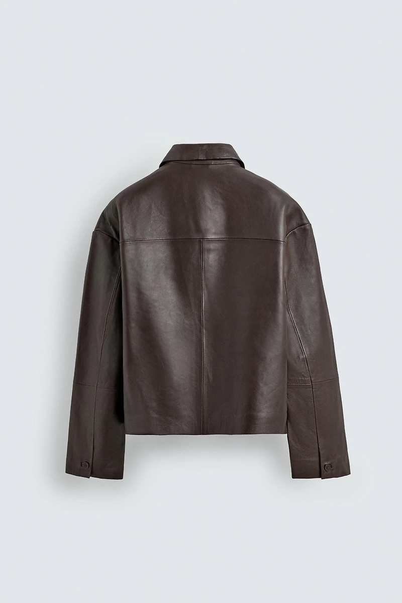 LEATHER BOXY FIT JACKET