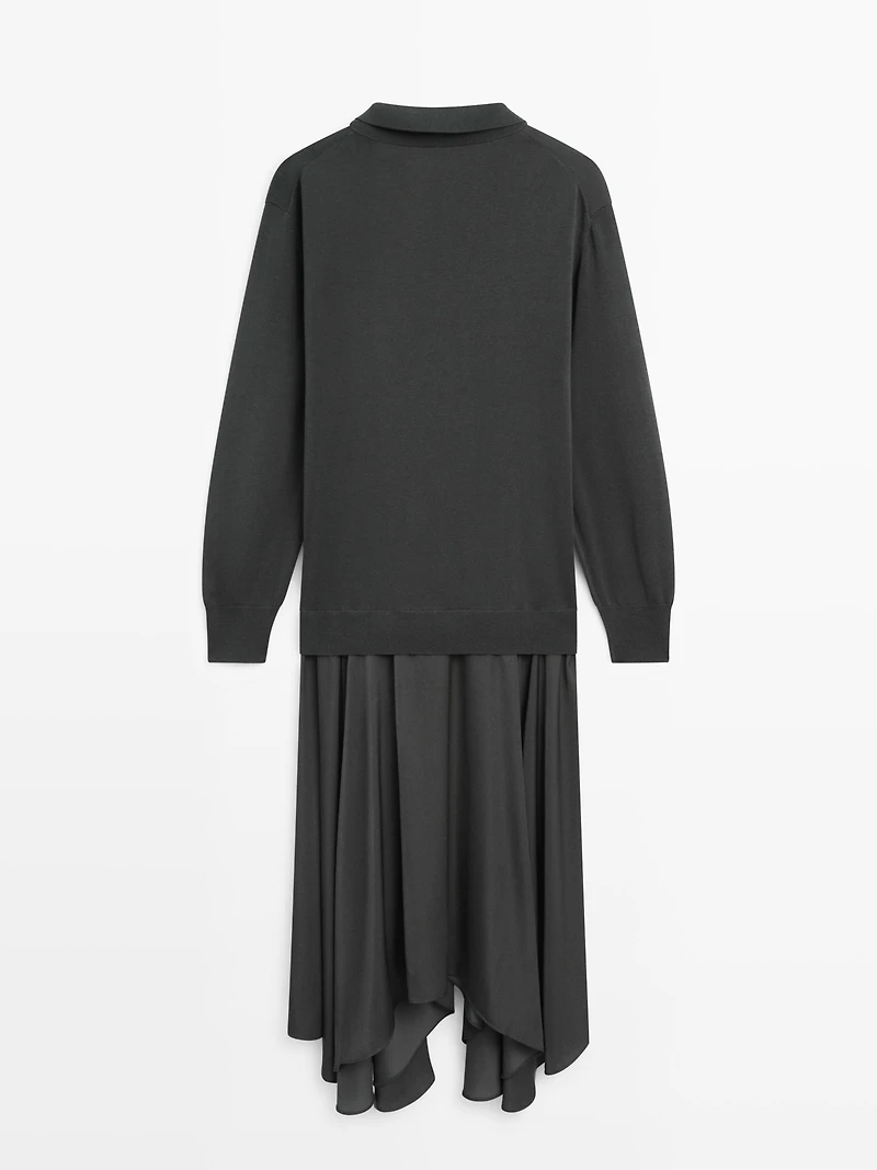 Contrast knit polo dress