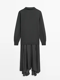 Contrast knit polo dress