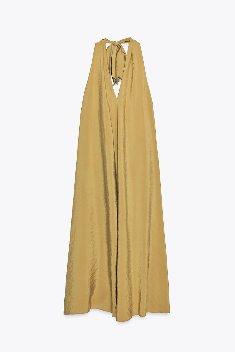 FLOWY HALTER MIDI DRESS