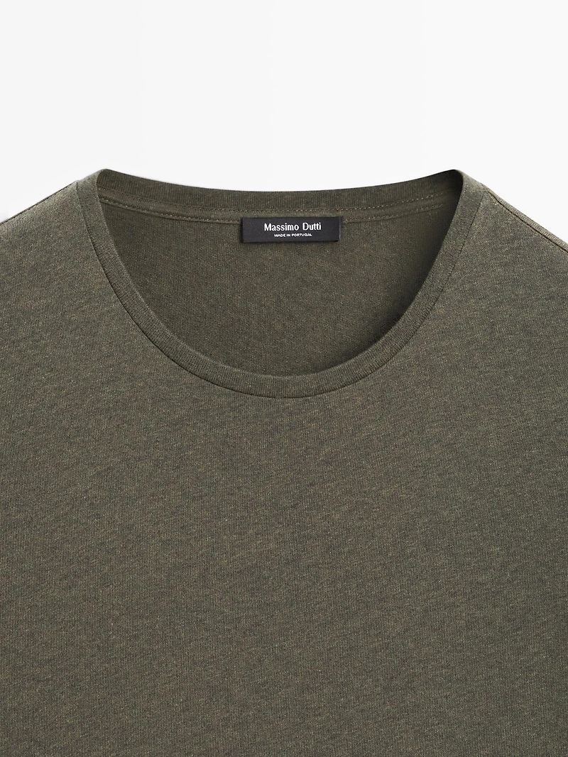 Lightweight short sleeve cotton melange T-shirt