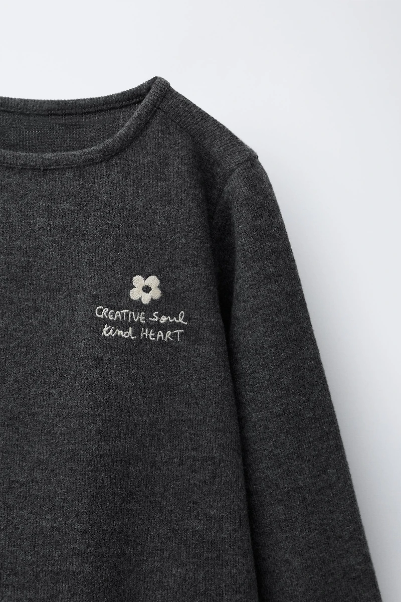 SOFT TOUCH DRESS WITH EMBROIDERED TEXT