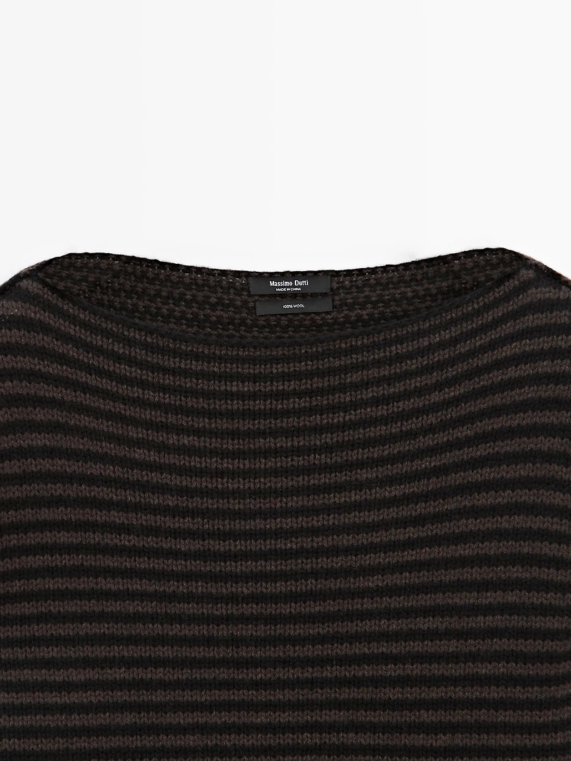 100% wool striped knit sweater