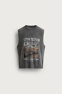 WASHED PRINTED KNIT TANK TOP