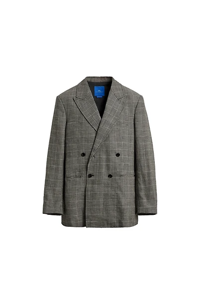 PLAID WOOL - LINEN DOUBLE BREASTED BLAZER AARON LEVINE X ZARA