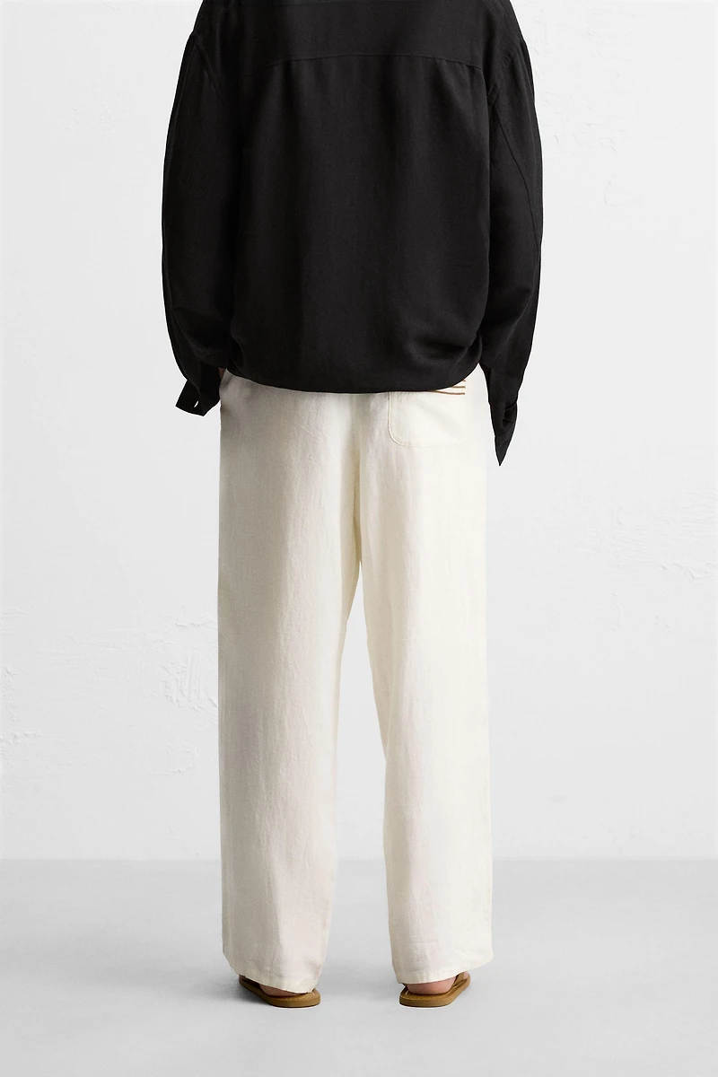 100% LINEN EMBROIDERED PANTS