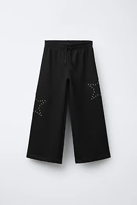 WIDE LEG PANTS WITH STAR STUDS