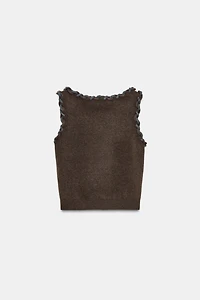 INTERWOVEN TRIM KNIT TOP
