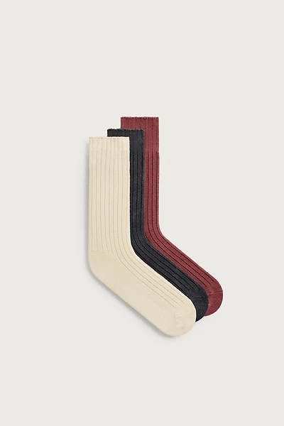 3-PACK WASHED RIBBED SOCKS