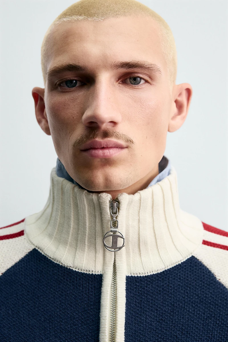 GILET EN MAILLE COLOR BLOCK BANDES CHAMPION ® X ZARA