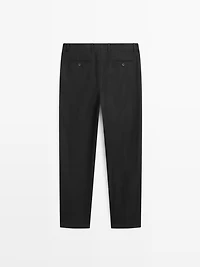 Linen tailored fit barrel trousers