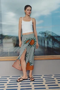 PRINTED MIDI SARONG SKIRT