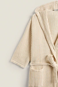 COTTON WAFFLE-KNIT BATHROBE