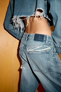 TRF BOYFRIEND RIPPED MID-RISE JEANS
