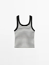 Stripe print vest top