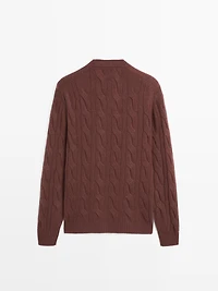 Cable-knit wool blend sweater