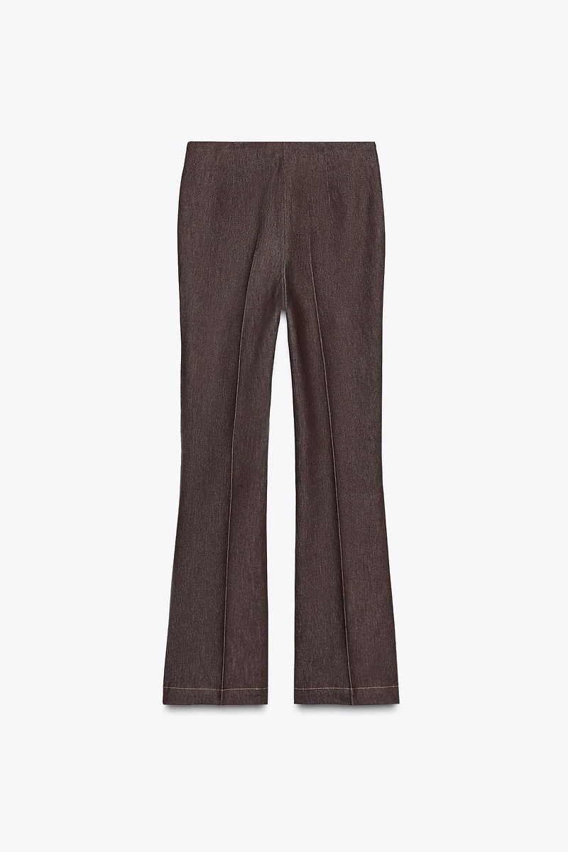 CONTRAST STITCH SEAM FLARE PANTS