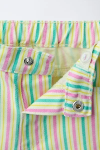 STRIPED MOM FIT TWILL SHORTS