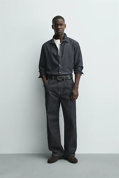 EMBROIDERED HEART DENIM CHINO PANTS