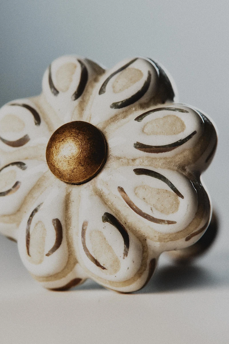SET OF CERAMIC FLOWER KNOBS (SET OF 2