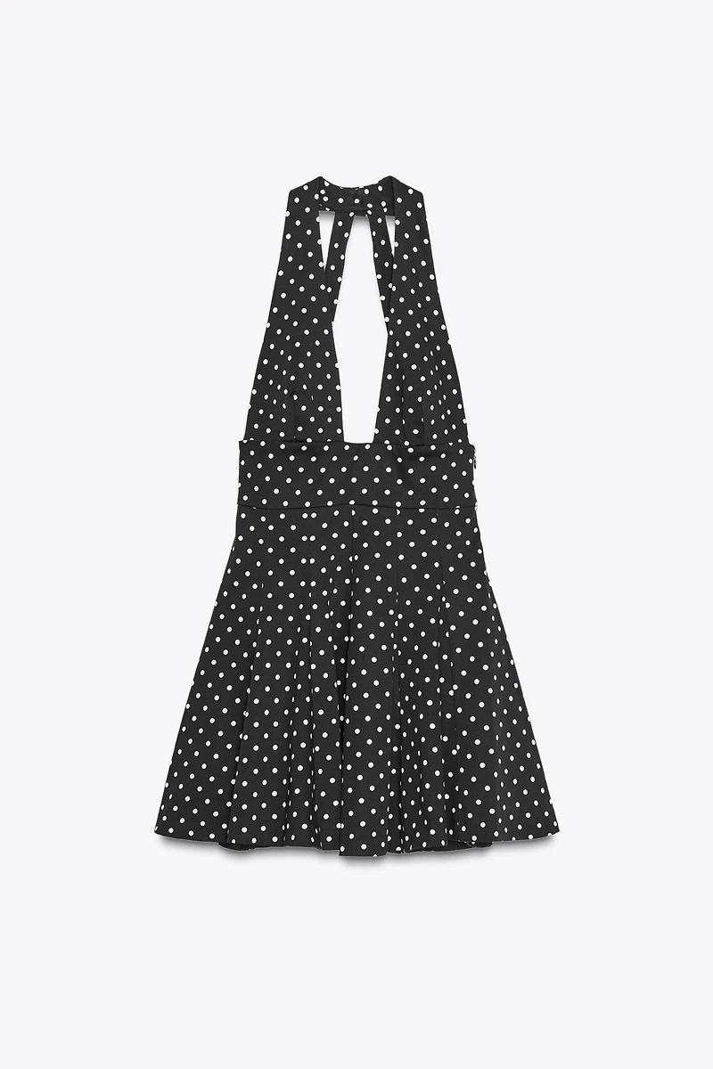 ROBE COURTE HALTER À POIS