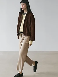 Straight-leg linen blend trousers