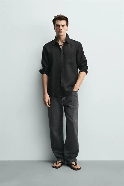 REGULAR FIT LINEN - COTTON SHIRT