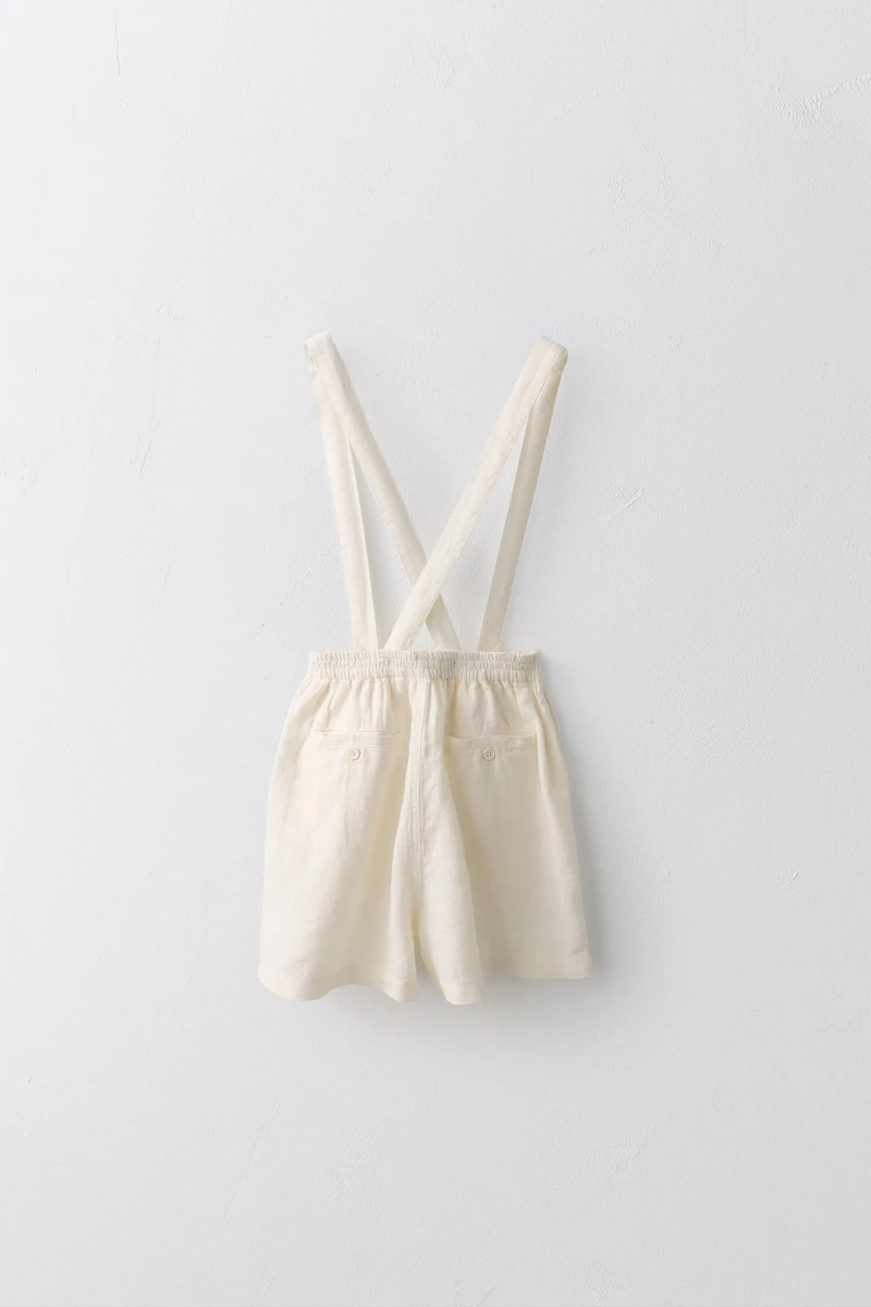 2-5 YEARS / LIMITED EDITION 100% LINEN REMOVABLE SUSPENDER SHORTS