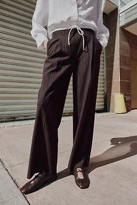 WIDE LEG PANTS WITH DOUBLE WAISTBAND