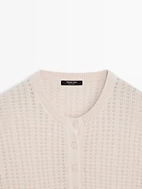 Cutwork wool blend henley sweater