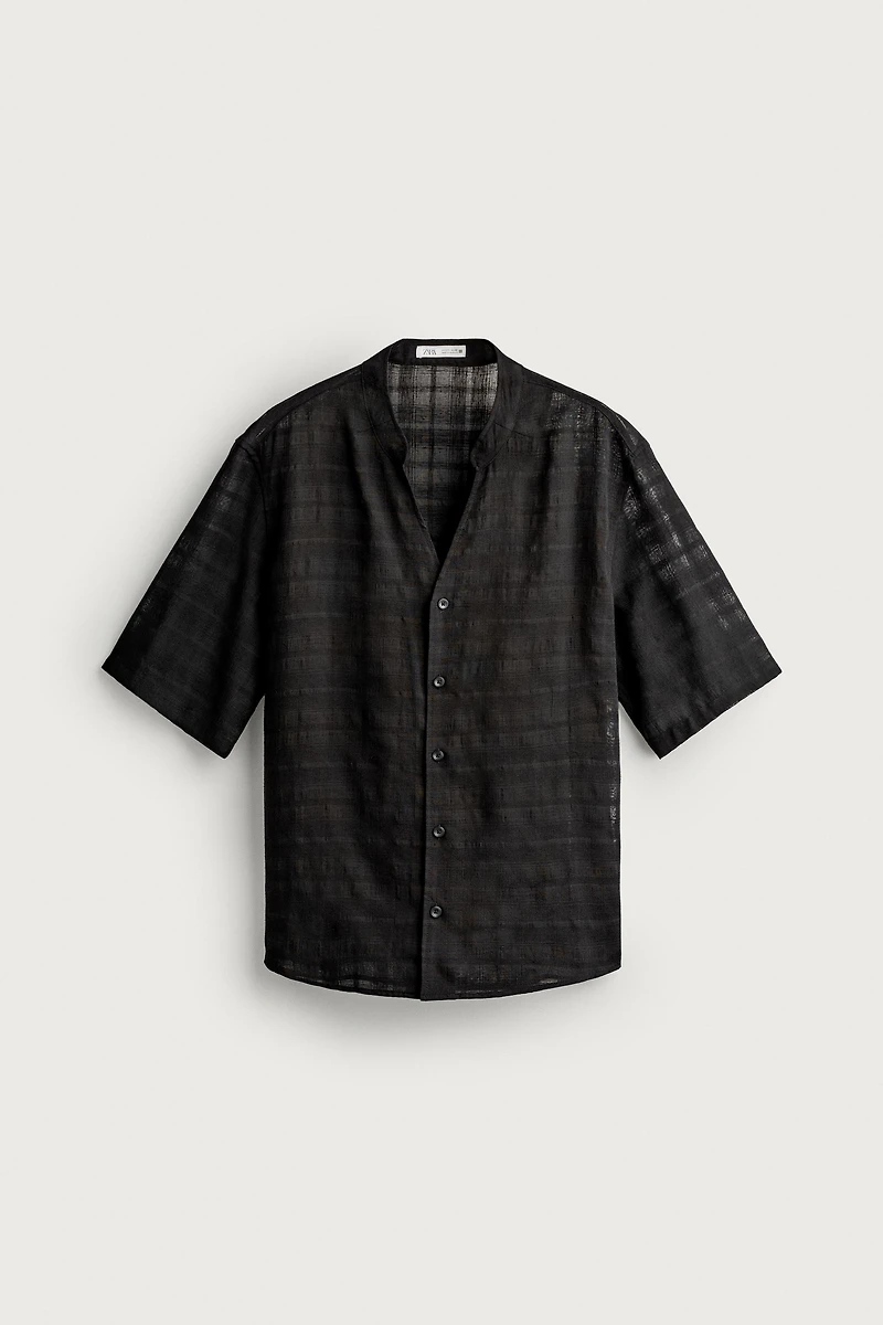 SEMI-SHEER CHECK JACQUARD SHIRT