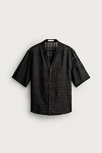 SEMI-SHEER CHECK JACQUARD SHIRT
