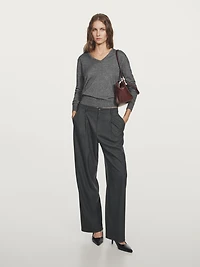 Mid-rise wide-leg pinstripe trousers