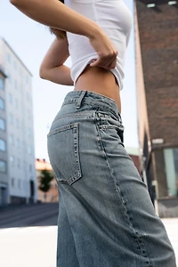 TRF MID-RISE BAGGY FOLDED JEANS
