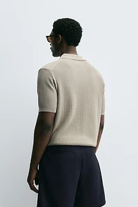 RIBBED KNIT POLO SHIRT
