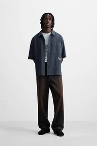 EMBROIDERED TEXTURED OVERSHIRT