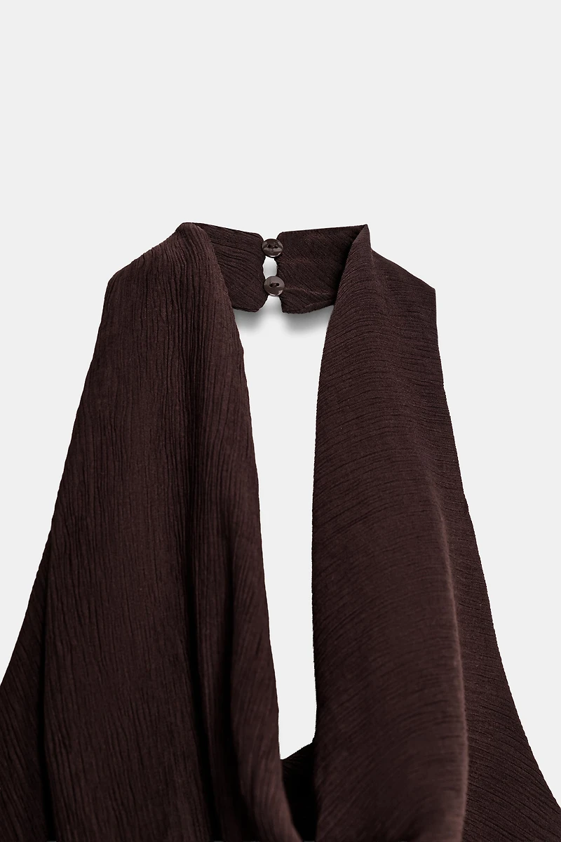 ASYMMETRIC HEM HALTER MINI DRESS