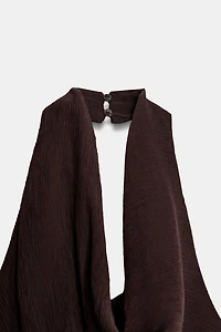 ASYMMETRIC HEM HALTER MINI DRESS