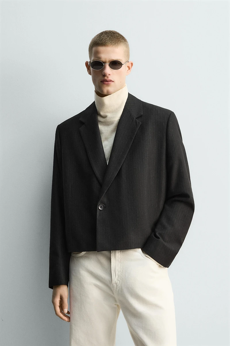 BLAZER COURTE COUPE COSTUME À RAYURES TENNIS