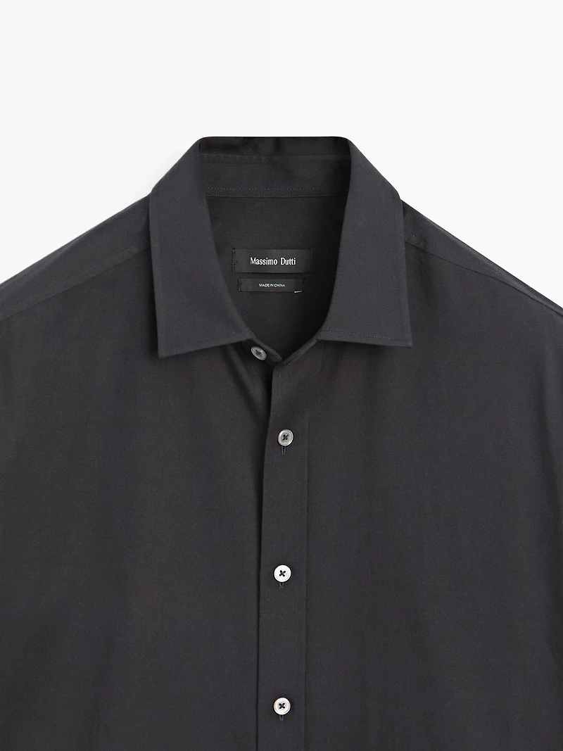 Regular fit cotton blend shirt