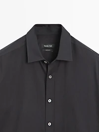 Regular fit cotton blend shirt