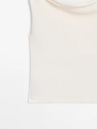 Draped cotton top with knot detail