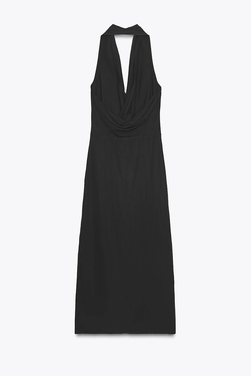 FLOWY DRAPED MIDI DRESS