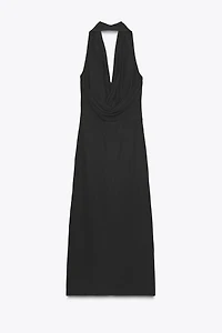 FLOWY DRAPED MIDI DRESS