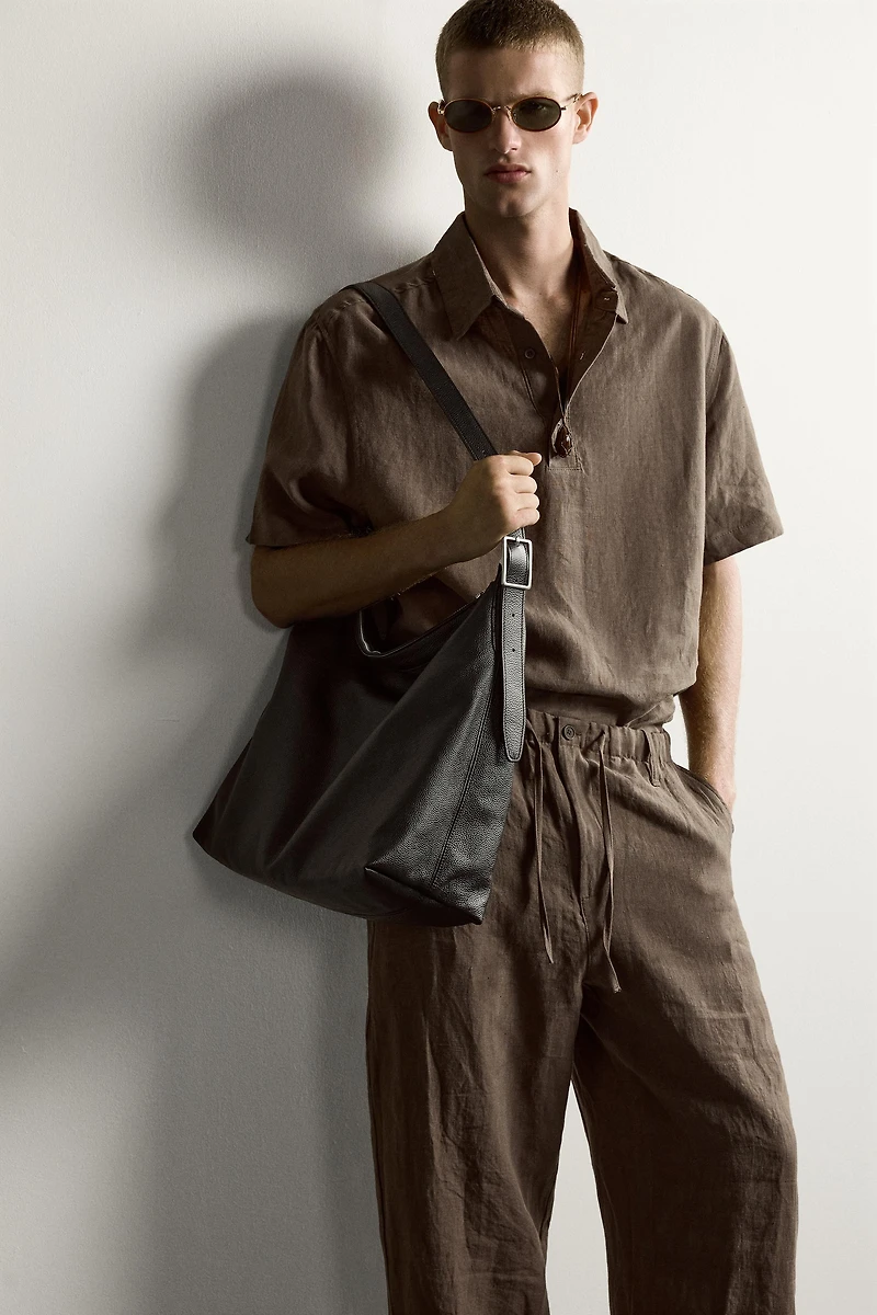 100% LINEN BOXY FIT POLO SHIRT